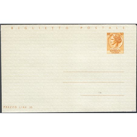 Interi Postali Italia Repubblica 1960 Biglietto postale da 30 £ bruno su arancio n° B46 Cat. € 30 