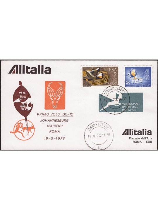 Primi Voli 18/5/1973 1° Volo Alitalia Johannesburg Nairobi Roma