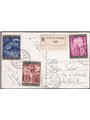Vatican 8/2/1950 Registered postcard from the Vatican to Lucca franked on both sides with the “Holy Year” series No. 132/39 arri