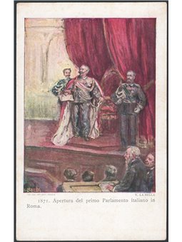 Postal stationery Kingdom of Italy 1911 Victor Emmanuel III 5 c. green with vignette on the front “Opening of the First Italian 