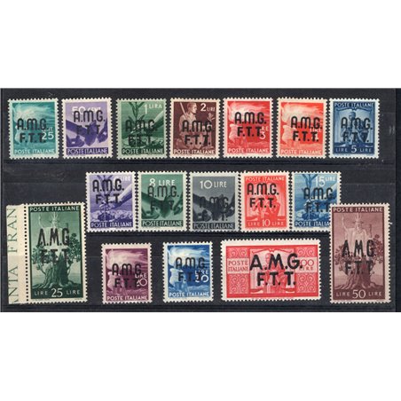 1947/48 Trieste A Democratica serie n° 1/17 Cert. Biondi Cat. € 575 (**)