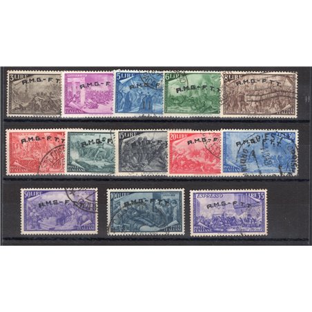 1948 Trieste A Risorgimento series no. 18/29 + Ex 5 Cat. € 225 (U)
