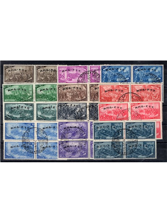 1948 Trieste A Risorgimento series no. 18/29 in a block of four with ‘Trieste Piazza della Borsa’ cancellations Biondi Cert. Cat