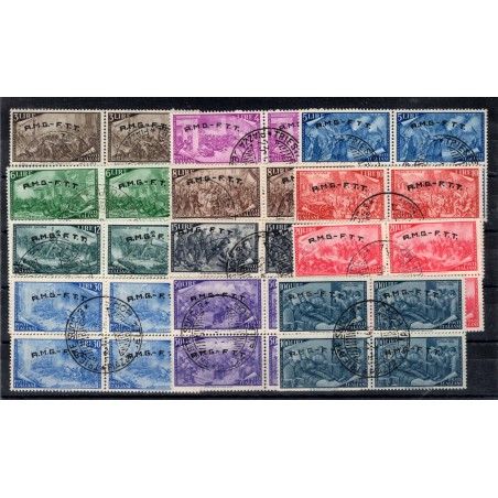 1948 Trieste A Risorgimento serie n° 18/29 in quartina con annulli "Trieste Piazza della Borsa" Cert. Biondi Cat. € 1.800 (U)
