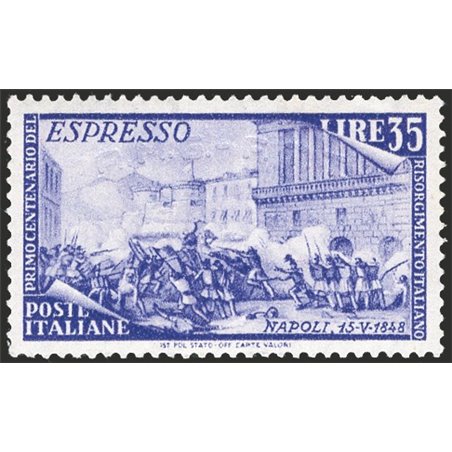 1948 Trieste A Ex Risorgimento 35 £ violet with arched overprint A.M.G.-F.T.T. on uncoloured paper unlisted (no. 5) IC Certifica