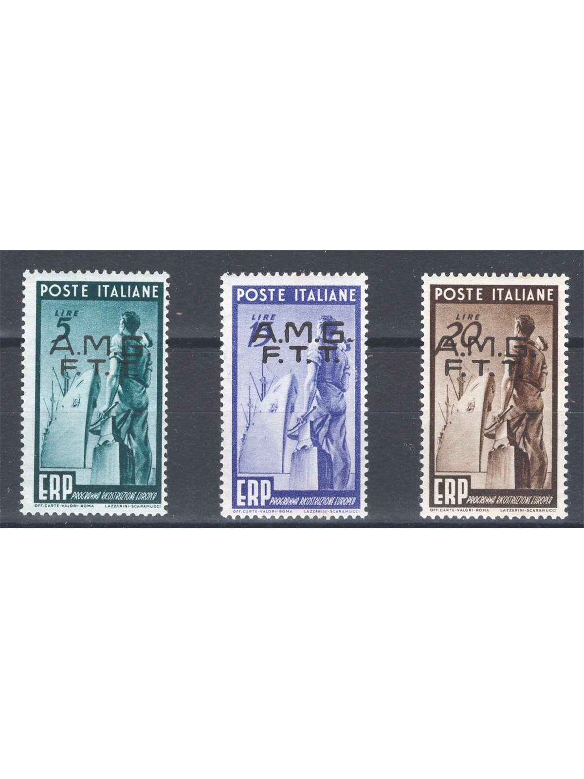 1949 Trieste A ERP series no. 43/45 Cat. €50 (**)