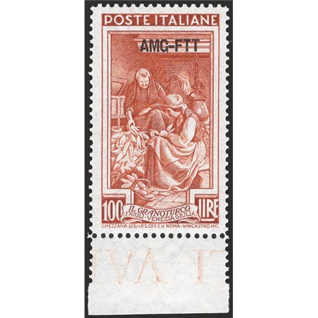 1950 Trieste A ‘Italy at Work’ 100 £ brown-red perforated 13¼x14¼ (13.30x14.15) pos. DB No. 106/I Special Sheet No. 124 CiBaFil 