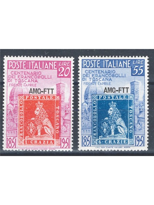 1951 Trieste A ‘Tuscany’ series No. 108/09 Cat. €100 (**)