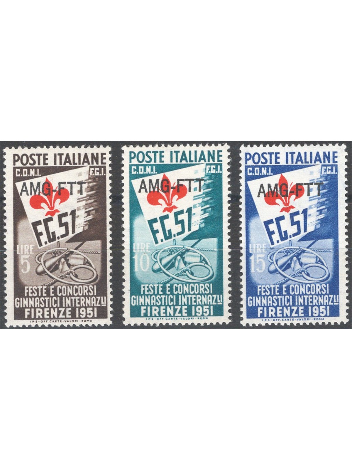 1949 Trieste A ERP serie n° 43/45 Cat. € 40 (**)