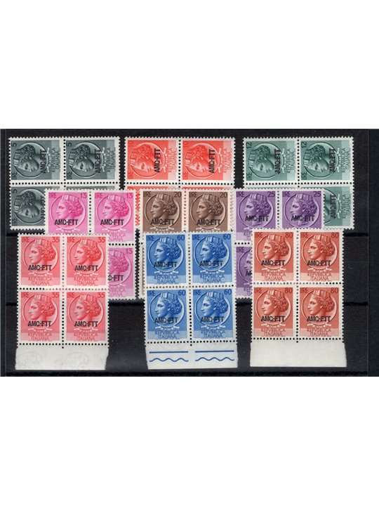 1953/54 Trieste A ‘Italia Turrita’ series no. 168/76 Cat. €200 (**)