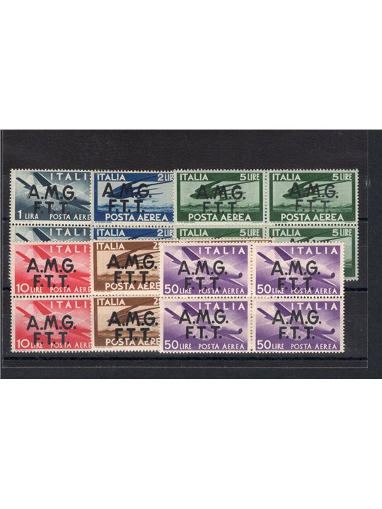 1947 Trieste A P.A. Democratica in quartina serie n° 1/6 Cert. CiBaFil Cat. € 1.150 (**)