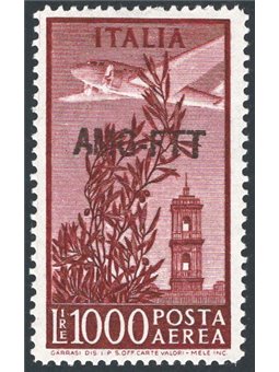 1952 Trieste A P.A. Campidoglio 1000 £ con soprast. “AMG. FTT” su una riga dent. 14x13¼ n° 26A Cert. Biondi Cat. € 320 (**)