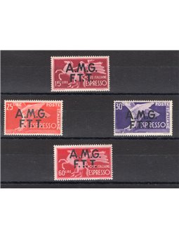 1947/48 Trieste A Espresso Democratica con soprast. “AMG-FTT” su due righe serie n° 1/4 Cert. CiBaFil Cat. € 300 (**)