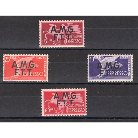 1947/48 Trieste A ‘Espresso Democratica’ with ‘AMG-FTT’ overprint on two lines series no. 1/4 certified by CiBaFil catalogue pri