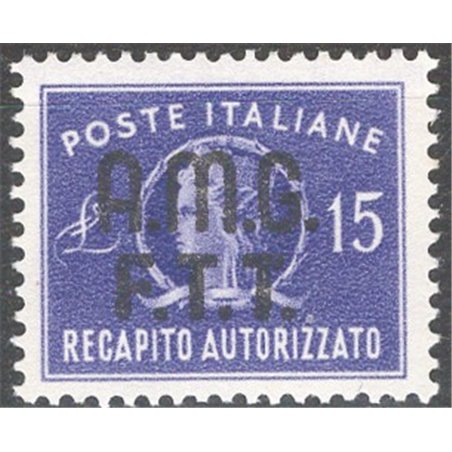 1949 Trieste A Authorised delivery 15 £ violet no. 3 Cat. € 130 (**)