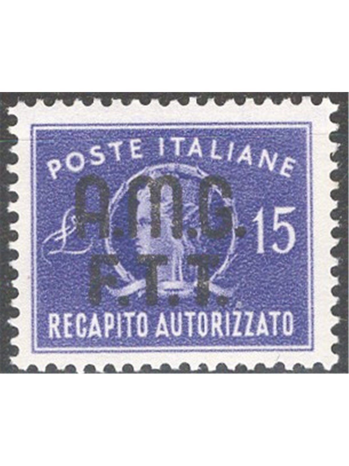1949 Trieste A Recapito autorizzato 15 £ violetto n° 3 Cat. € 130 (**)