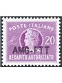 1954 Trieste A Recapito autorizzato Italia Turrita 20 £ lilla con soprast. “AMG-FTT” modificata n° 5A Cert. Biondi Cat. € 280 (*
