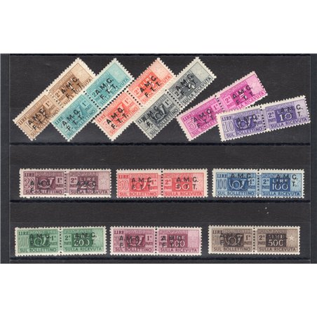 1954 Trieste A Pacchi postali serie n° 1/12 Cert. Cilio Cat. € 1.500 (**)