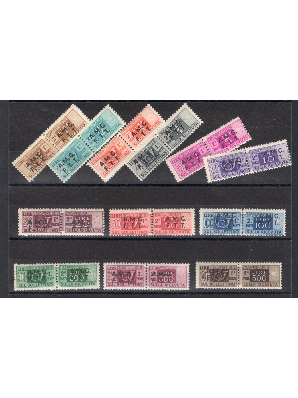 1954 Trieste A Postal Parcels series no. 1/12 Cilio certified Cat. € 1,500 (**)