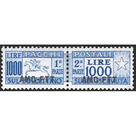 1954 Trieste A Postal Parcels ‘Cavallino’ 1,000 £ comb-perforated No. 26 with excellent centring CiBaFil Certified Cat. €375 (**