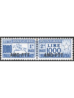 1954 Trieste A Pacchi postali Cavallino 1.000 £ dent. a pettine 13¼ n° 26 Cert. CiBaFil Cat. € 250 (**)