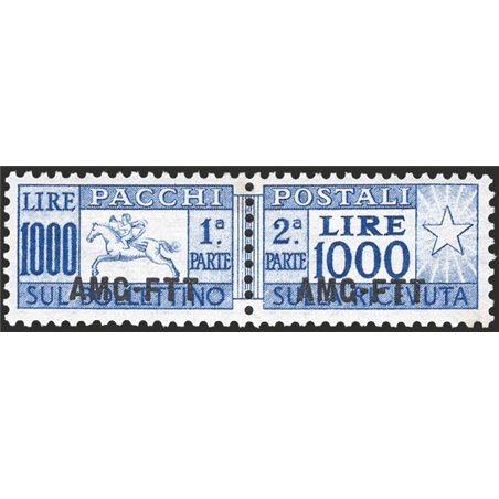 1954 Trieste A Parcel Post Cavallino 1,000 £ comb-perforated 13¼ No. 26 CiBaFil Cert. Cat. €250 (**)