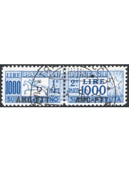 1954 Trieste ‘A’ Postal Parcels Cavallino 1,000 £ ultramarine blue with 13¼ No. 26/I CiBaFil Cert. Cat. € 1,600 (U)
