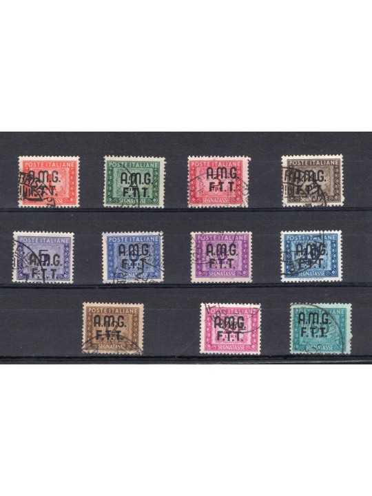 1947/49 Trieste A Segnatasse soprast. serie n° 5/15 Cert. CiBaFil Cat. € 900 (U)