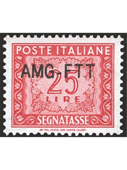 1954 Trieste A Tax Stamp 25 £ brown-red with modified overprint no. 25A excellently centred CiBaFil cert. Cat. €675 (* *)
