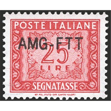 1954 Trieste A Tax Stamp 25 £ brown-red with modified overprint no. 25A excellently centred CiBaFil cert. Cat. €675 (* *)