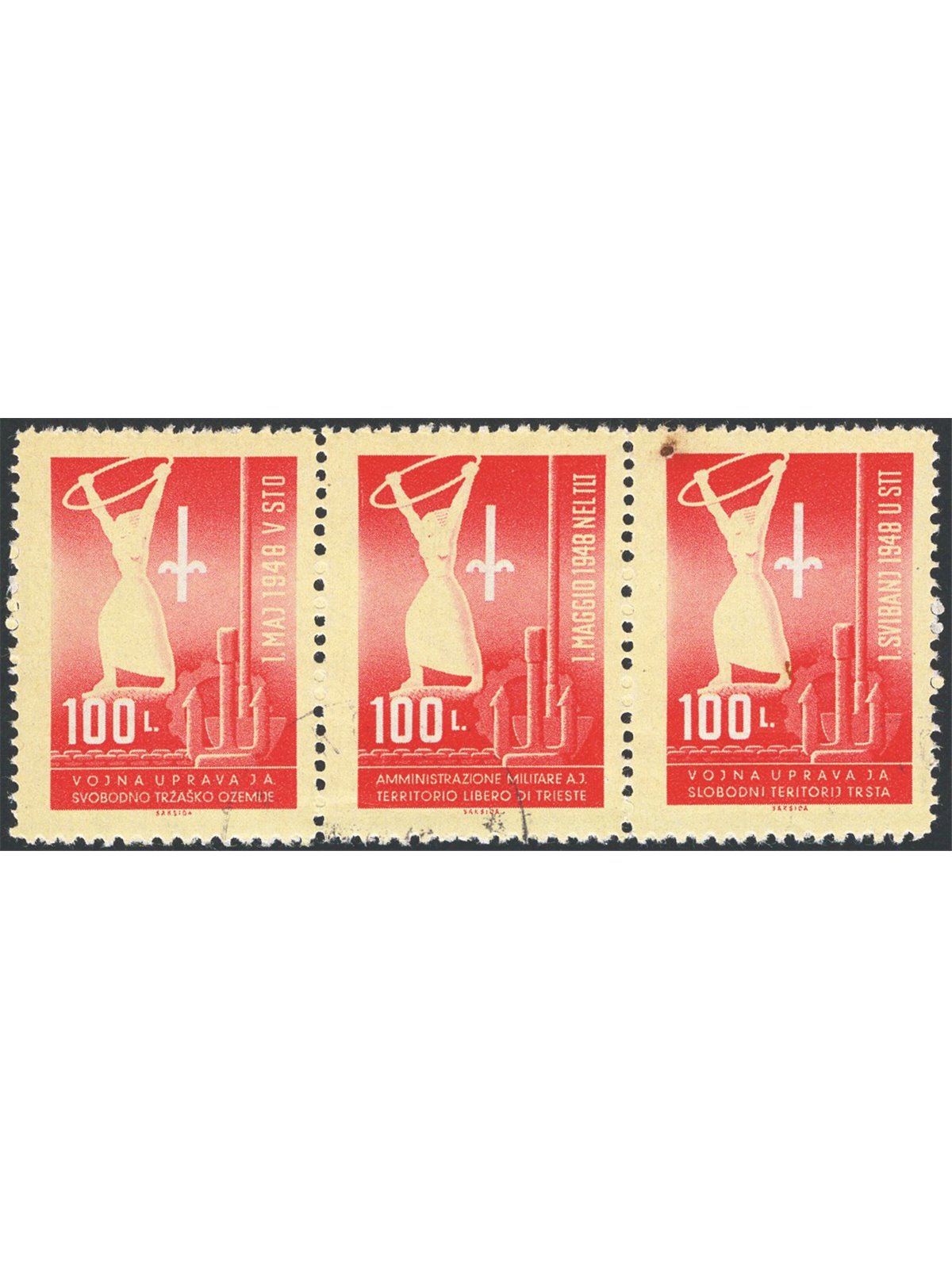 1948 Trieste B 1° Maggio il trittico serie n° 1/3 Cat. € 180 (U)