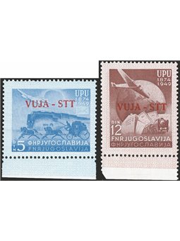 1949 Trieste B 75th Anniversary of the UPU series no. 17/18 catalogue price €70 (** )