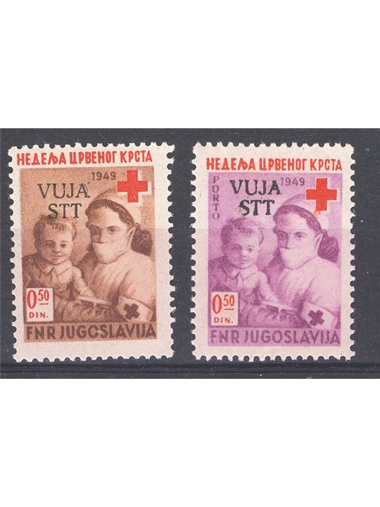 1950 Trieste B Croce Rossa serie n° 33/34 Cat. € 50 (**)