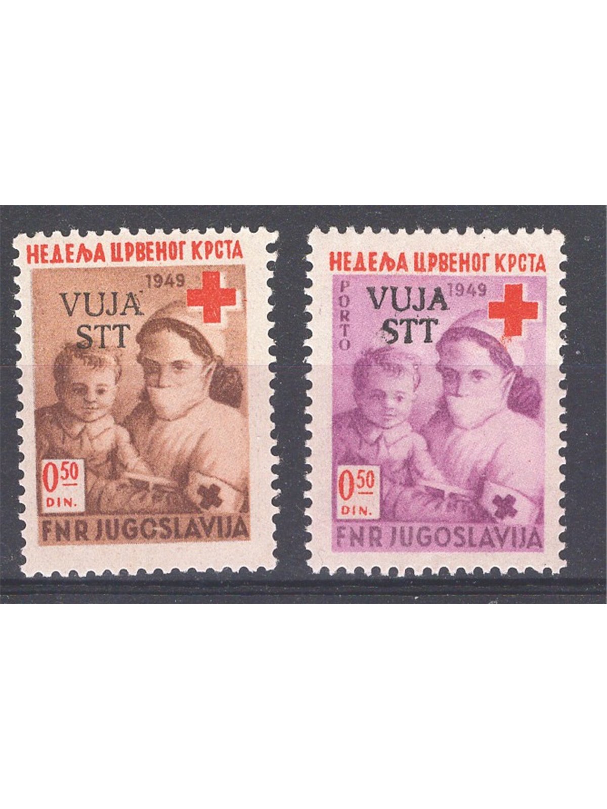 1950 Trieste B Croce Rossa serie n° 33/34 Cat. € 50 (**)