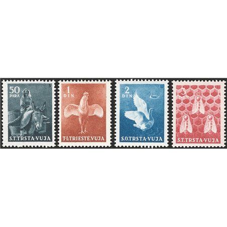 1951 Trieste B Animali domestici (4 valori) serie n° 35/36 con colori cambiati Cat. € 90 (**)