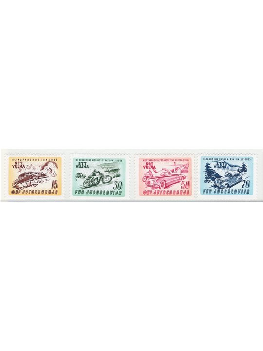 1953 Trieste B Corse automobilistiche serie n° 85/88 Cat. € 50 (**)