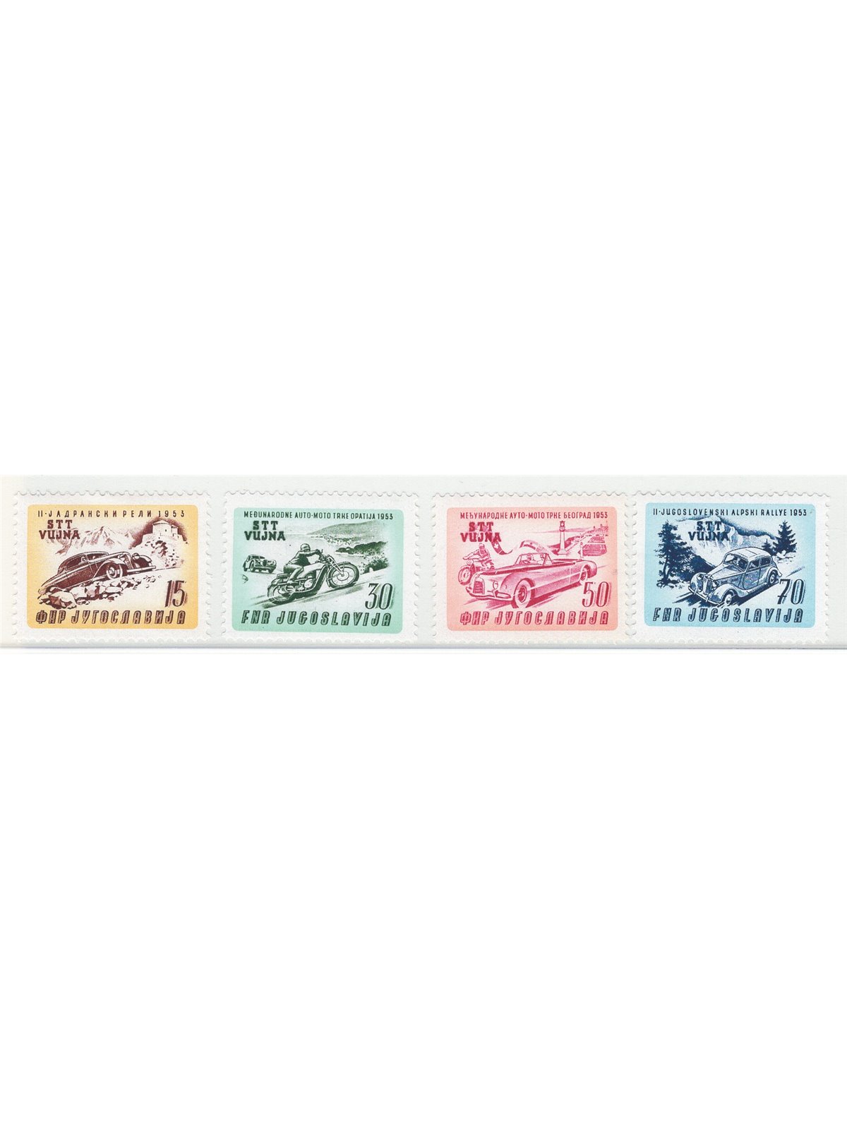 1953 Trieste B Corse automobilistiche serie n° 85/88 Cat. € 50 (**)