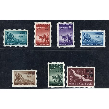 1953 Trieste B P.A. soggetti vari soprast. con nuovi valori in dinari serie n° 10/16 Cat. € 220 (**)