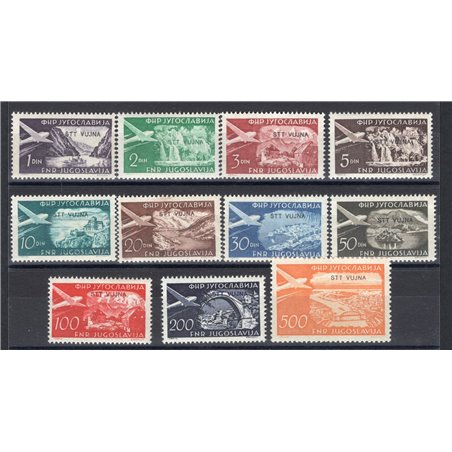 1953 Trieste B P.A. Definitiva serie n° 21/31 Cert. CiBaFil Cat. € 220 (**)