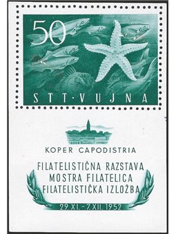 1952 Trieste B Mostra Filatelica di Capodistria il foglietto di prova dent. non emesso per la difficoltà di eseguire la dentella