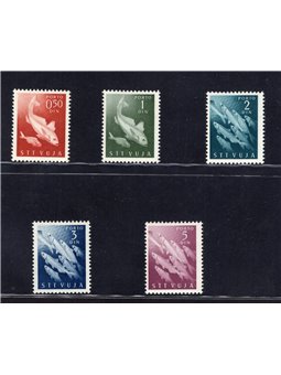 1950 Trieste B Fish revenue stamps series no. 6/10 CiBaFil cert. Cat. € 280 (**)