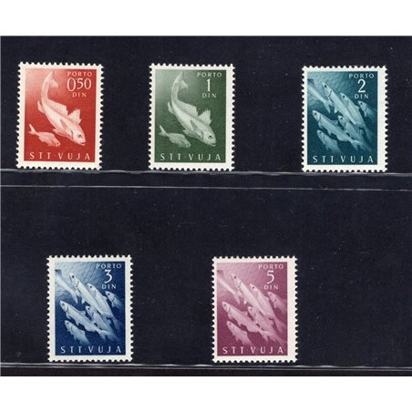 1950 Trieste B Segnatasse pesci serie n° 6/10 Cert. CiBaFil Cat. € 280 (**)