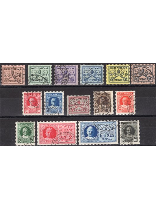 Vaticano 1929 Conciliazione serie n° 1/13 + Ex 1/2 Cat. € 100 (U)