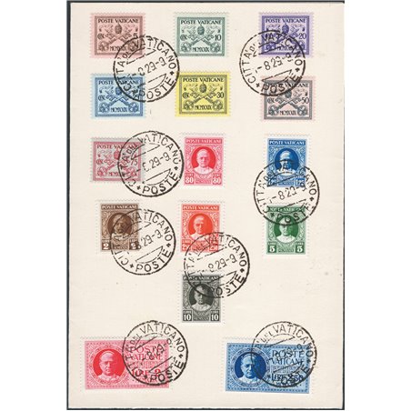 Vatican 1929 Reconciliation series no. 1/13 + Ex 1/2 on card with complete cancellations Cat. €100+ (U/Fr)