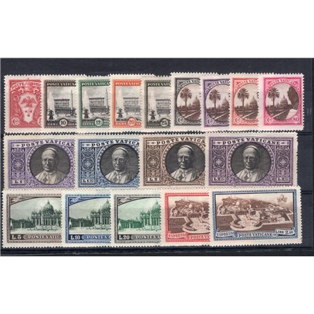 Vatican 1933 Gardens and Medallions series no. 19/34 + Ex. 3/4 CiBaFil certified Cat. €500 (**)