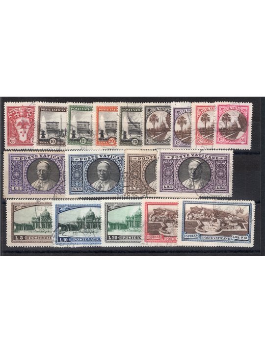 Vaticano 1933 Giardini e Medaglioni serie n° 19/34 + Ex n° 3/4 Cat. € 190 (U)
