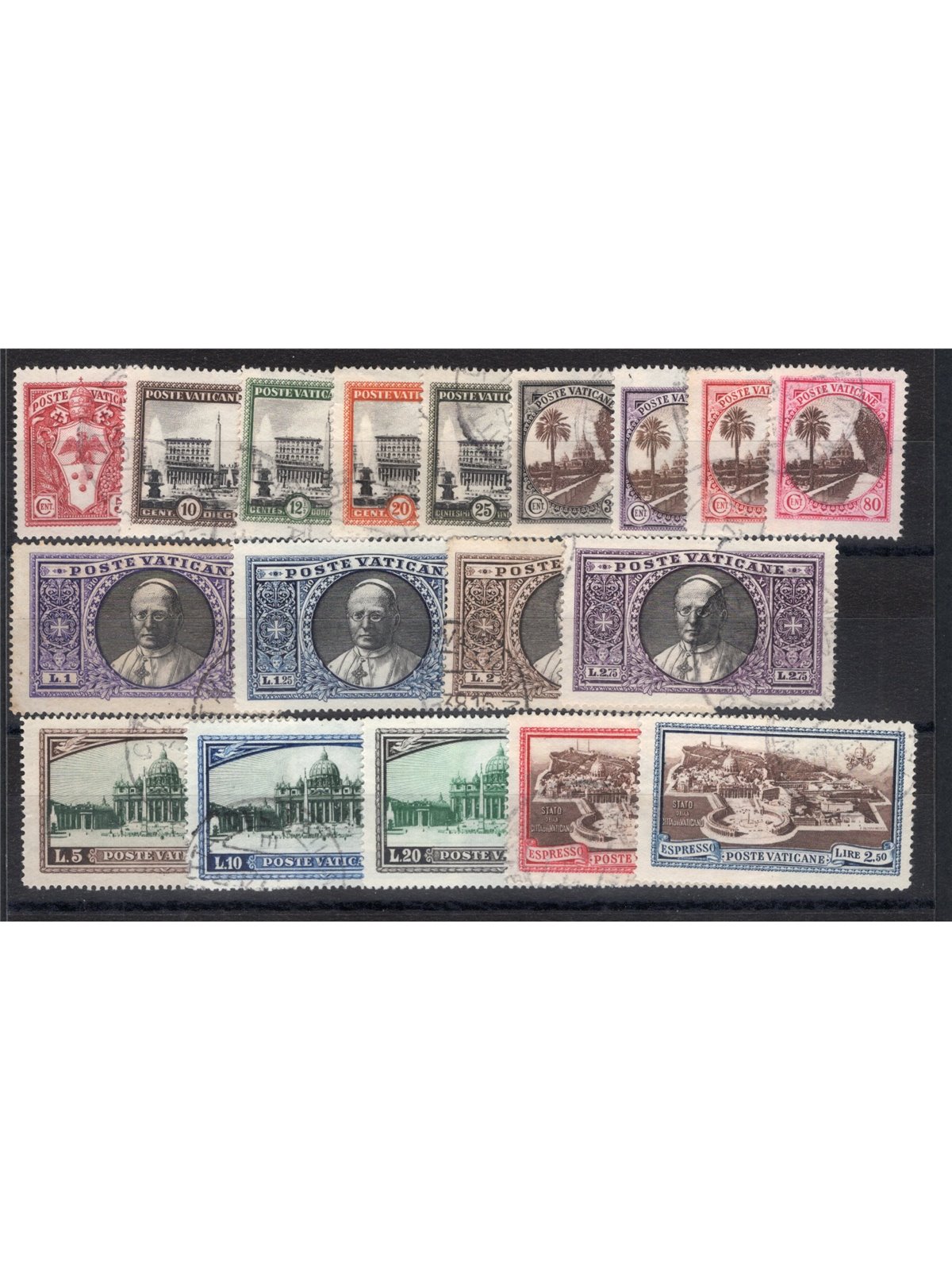 Vaticano 1933 Giardini e Medaglioni serie n° 19/34 + Ex n° 3/4 Cat. € 190 (U)