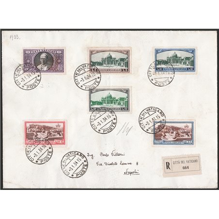 Vatican 3/1/1934 Two registered letters from the Vatican to Naples franked with the ‘Gardens and Medallions’ series. On the reve
