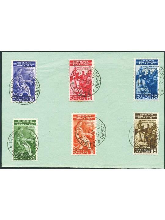 Vaticano 1935 Congresso Giuridico su ampio frammento di busta serie n° 41/46 Cat. € 275