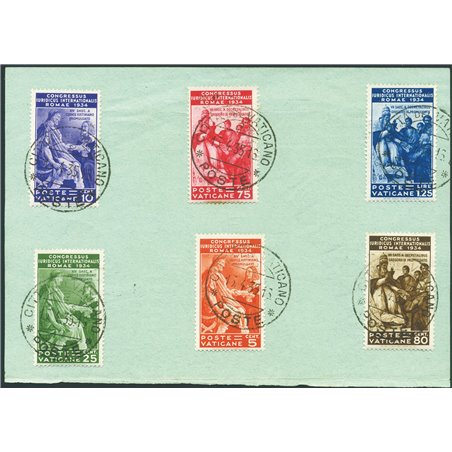 Vaticano 1935 Congresso Giuridico su ampio frammento di busta serie n° 41/46 Cat. € 275